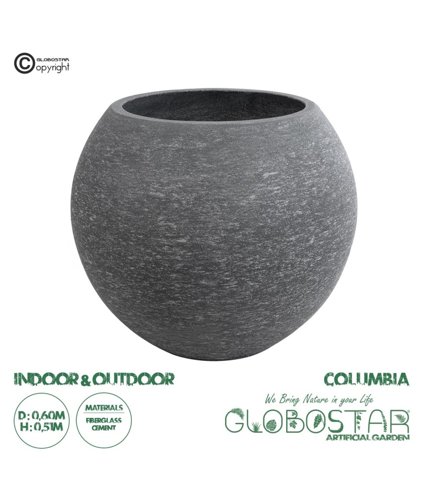 GloboStar® Artificial Garden COLUMBIA 20798 Επιδαπέδιο Πολυεστερικό Τσιμεντένιο Κασπώ Γλάστρα - Flower Pot Γκρι Φ60 x Υ51cm
